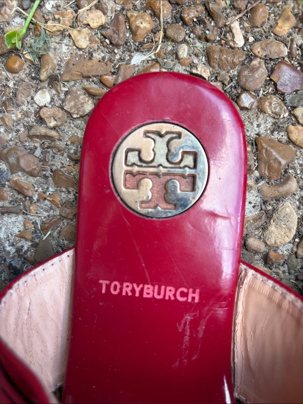Tory Burch Bright Red Logo Thong Sandals